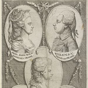 Portraits of Wilhelmina of Prussia, William V, Prince of Orange-Nassau, Louise, Princess