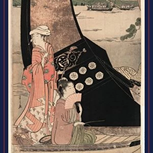 SenjAc no sarumawashi, Sarumawashi performance on a boat. Hosoda, Eishi, 1756-1829