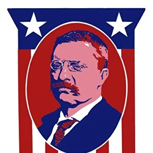 Digitally restored vector poster of President Theodore Roosevelt