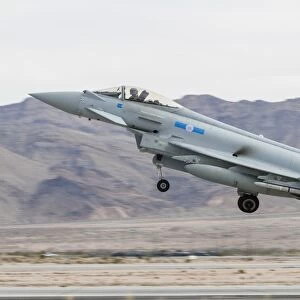A Royal Air Force Eurofighter Typhoon FGR4 taking off