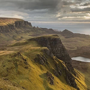 View to The Quiraing from the Trotternish Ridge at dawn, Isle of Skye, Inner Hebrides