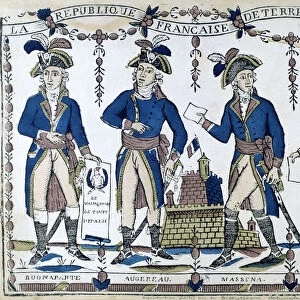 Allegories of Bonaparte, Augereau, Massina, Berphier, France, 1789