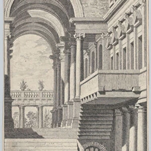 Architectural View with an Arch, 1740. Creator: Francois Vivares