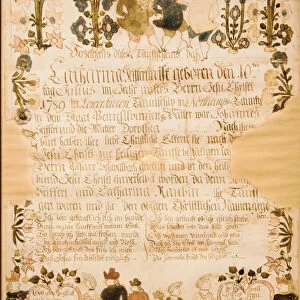 Birth and Baptismal Certificate, 1789. Creator: Unknown