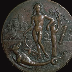 Bronze medallion of the Greek god Apollo and the serpent Python, 15th century. Artist: Antonio de Brescia