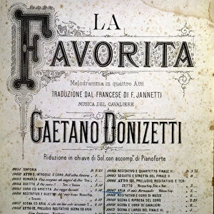 Cover of the score of the opera The Favourite by Gaetano Donizetti