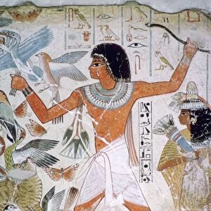 Egyptian wall-painting of fowling
