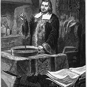Evangelista Torricelli, Italian physicist, inventing the mercury barometer, 1643 (1873)