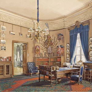 Interiors of the Winter Palace. The Study of Crown Prince Nikolay Aleksandrovich, 1865. Artist: Hau, Eduard (1807-1887)