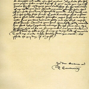 Letter from Thomas Cranmer to Thomas Cromwell, Ford, 13th August 1537. Artist: Thomas Cranmer