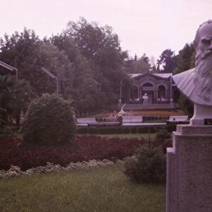 Memorial bust of Tolstoy in park in Socchi, 20th century. Artist: CM Dixon