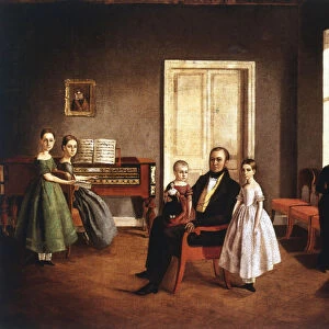 Portrait of a family in an interior, Russian, c1840