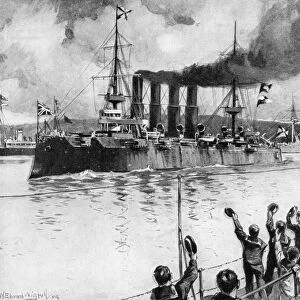 Russian cruiser on its way to the Battle of Chemulpo, Russo-Japanese War, 1904-5