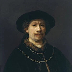 Self Portrait with Beret and Two Gold Chains, ca 1642. Artist: Rembrandt van Rhijn (1606-1669)