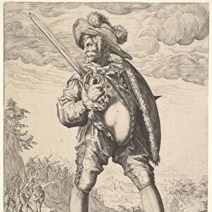 Soldier, Armed with Broadsword and Shield, from Officers and Soldiers, 1587