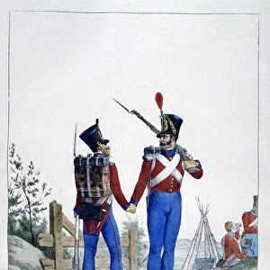 Uniform of a regiment of Swiss infantry, France, 1823. Artist: Charles Etienne Pierre Motte