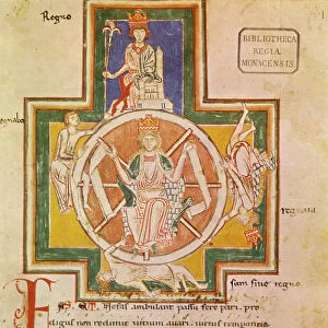The Wheel of Fortune (Rota Fortunae) from Carmina Burana, ca 1230. Artist: Anonymous