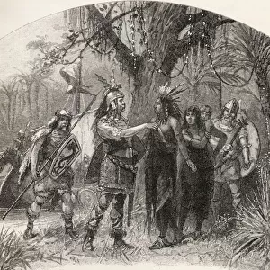 Landing Of Northmen. The Northmen, Inhabitants Of Norway And Sweden, Claim To Have Been The Discoverers Of America. From The Book A Brief History Of The United States Published By A. S. Barnes And Company Circa 1885