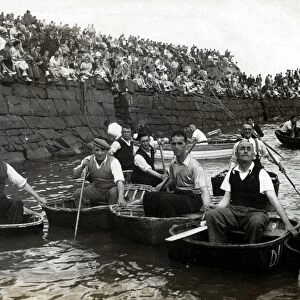 Coracle Racing - These coracle men, their age old craft slung about their shoulders