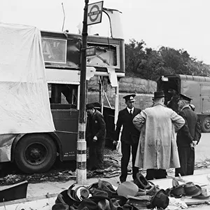 Damage to York Road caused by a flying bomb during the Second World War