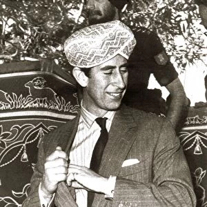 Prince Charles in India 1980 Presented with a golden turban during his tour while