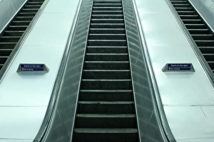 Escalators at Charing Cross underground station, London Escalators at Charing Cross underground station, London