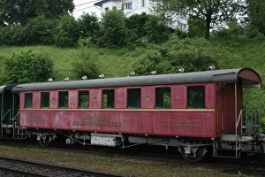 Gastezug Feldschlosschen vintage railway carriage, Rheinfelden station, Switzerlandx Gastezug Feldschlosschen vintage railway carriage, Rheinfelden station, Switzerlandx