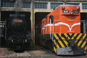 Locomotives at Changhua Roundhouse, Taiwan