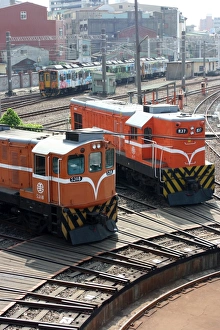 Locomotives at Changhua Roundhouse, Taiwan