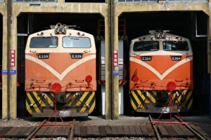 Locomotives at Changhua Roundhouse, Taiwan