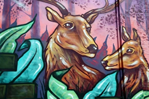 Reindeers resting in the forest