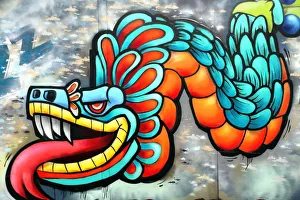 Snake with tongue sticking out graffiti