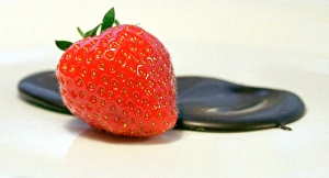 Strawberries with dark Valrhona chocolate
