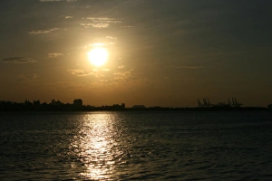 Sunset at Danshui, Taipei County, Taiwan - view towards Bali