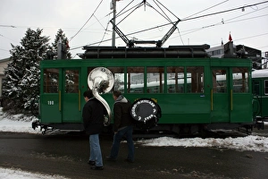 Swiss trams at BVB M-Parc depot, Basel, Switzerland