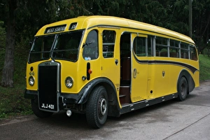 Vintage bus at Bishops Lydeard station, Somerset, UK