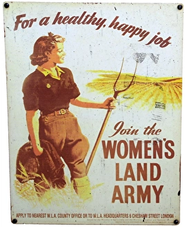 Poster Prints: Womens land army vintage recruitment poster