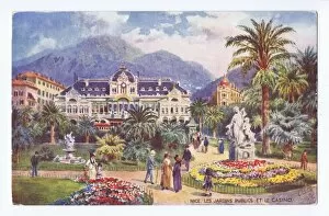 A sktech of the public gardens and the Municipal Casino in N